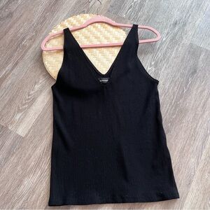 Reformation black‎ ribbed v neck tank top